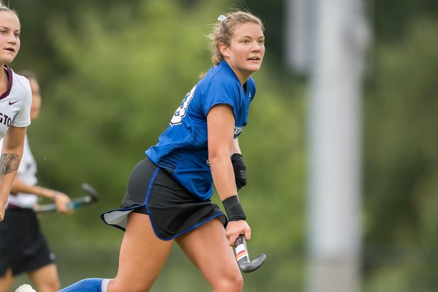 Junior Carson Dennis scored her second hat trick of the season in the Blue victory (Adam Richins).