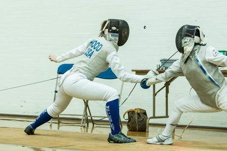 Senior Taylor Hood went 13-1 in foil to lead the Blue to a 5-1 record at the LIU Post Invitational (Frank Poulin).