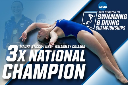 Wellesley’s Sticco-Ivins Wins 3rd Career NCAA Title; First In One-Meter Diving