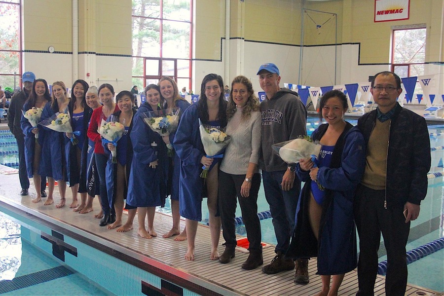 Wellesley recognized the swimming & diving Class of 2019 prior to Thursday's meet.