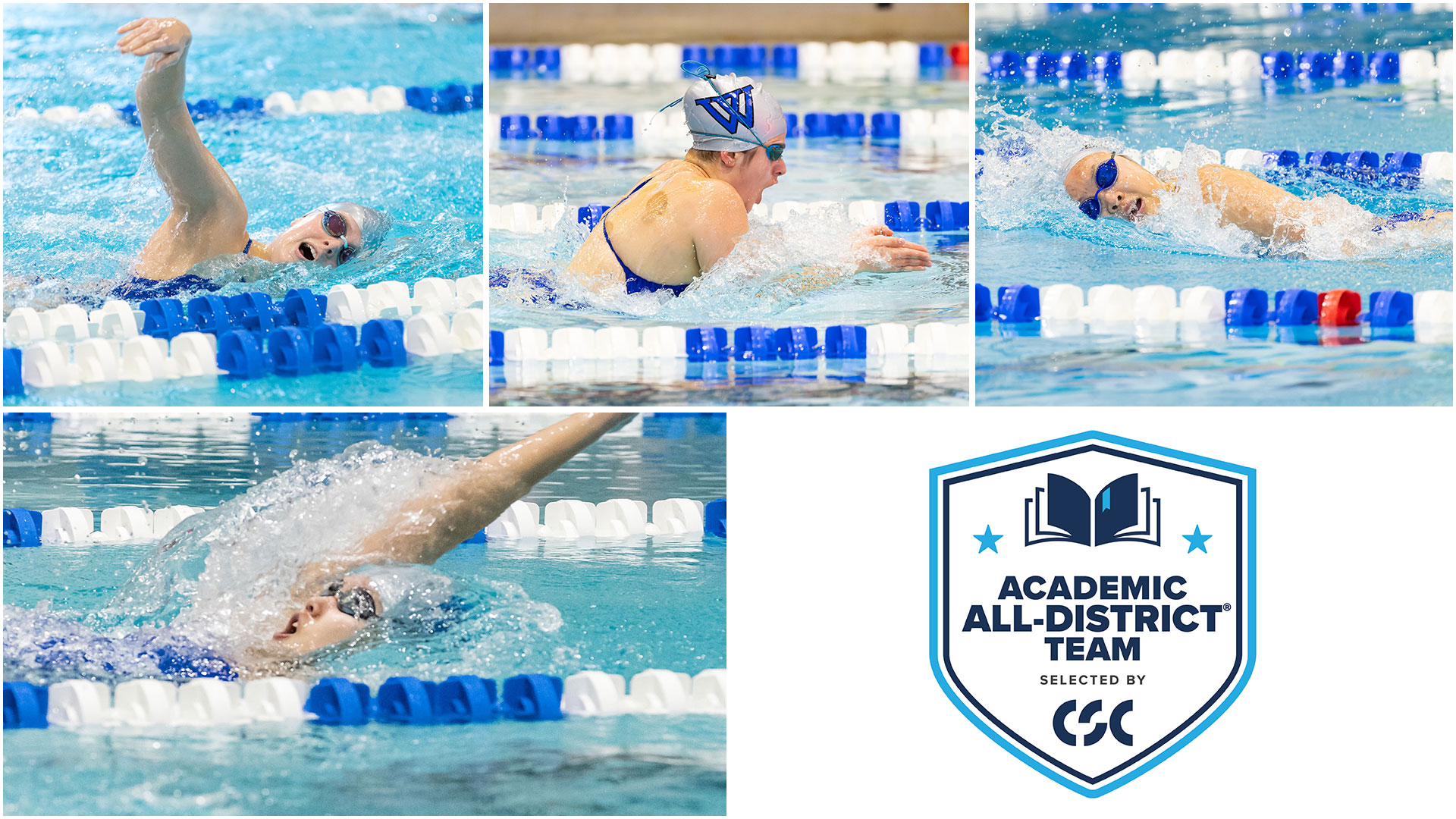 Four members of Wellesley swimming & diving earned CSC Academic All-District honors (Frank Poulin)