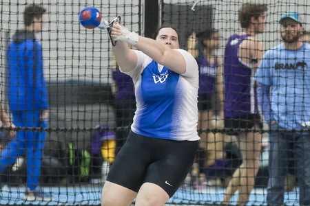 Junior Helen Andersen set a new program record in the weight throw (Frank Poulin).