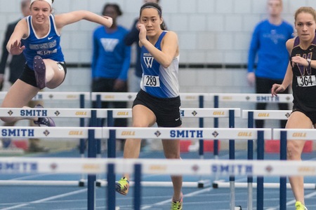 A mere .001 of a second separated Cathy Chen (pictured) and teammate Rachel Berets in the 60m Hurdles (Frank Poulin).