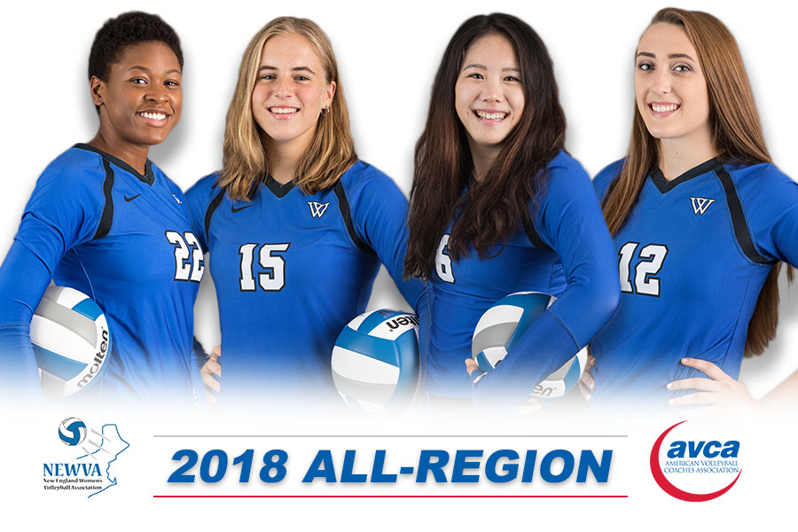 (l to r) Wellesley's Reece, Doerges, Li, and Gedney all earned All-Region honors for the 2018 season.