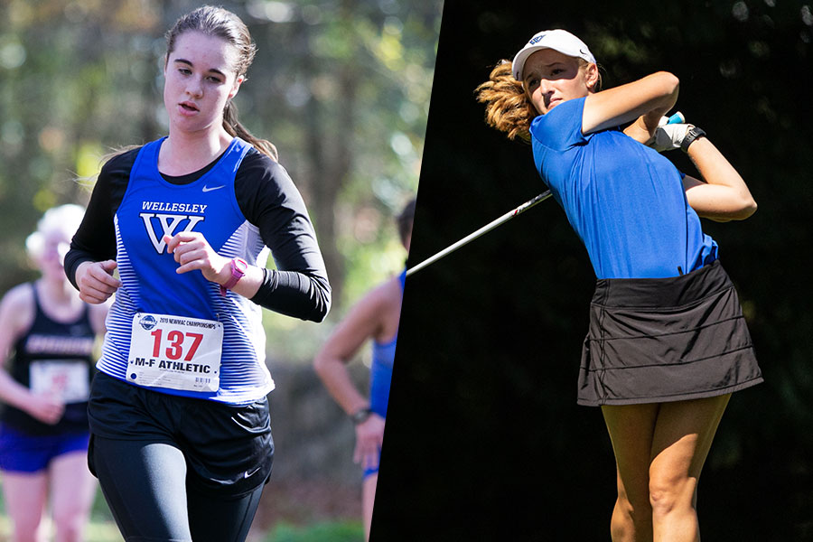 Bethany Pasko '23 (left) and Ella Warburg '22 (right) serve as co-presidents of Wellesley SAAC (Jon Endow/Frank Poulin).
