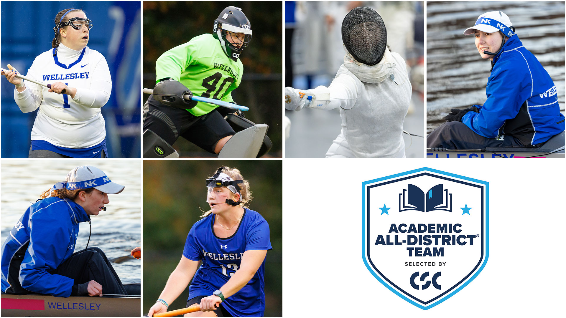 Six Wellesley College student-athletes receive the CSC  Academic All-District At-Large honor (Frank Poulin)