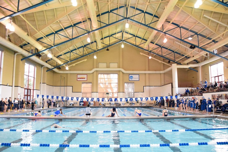 Chandler Pool interior, indoor swimming pool during a meet 