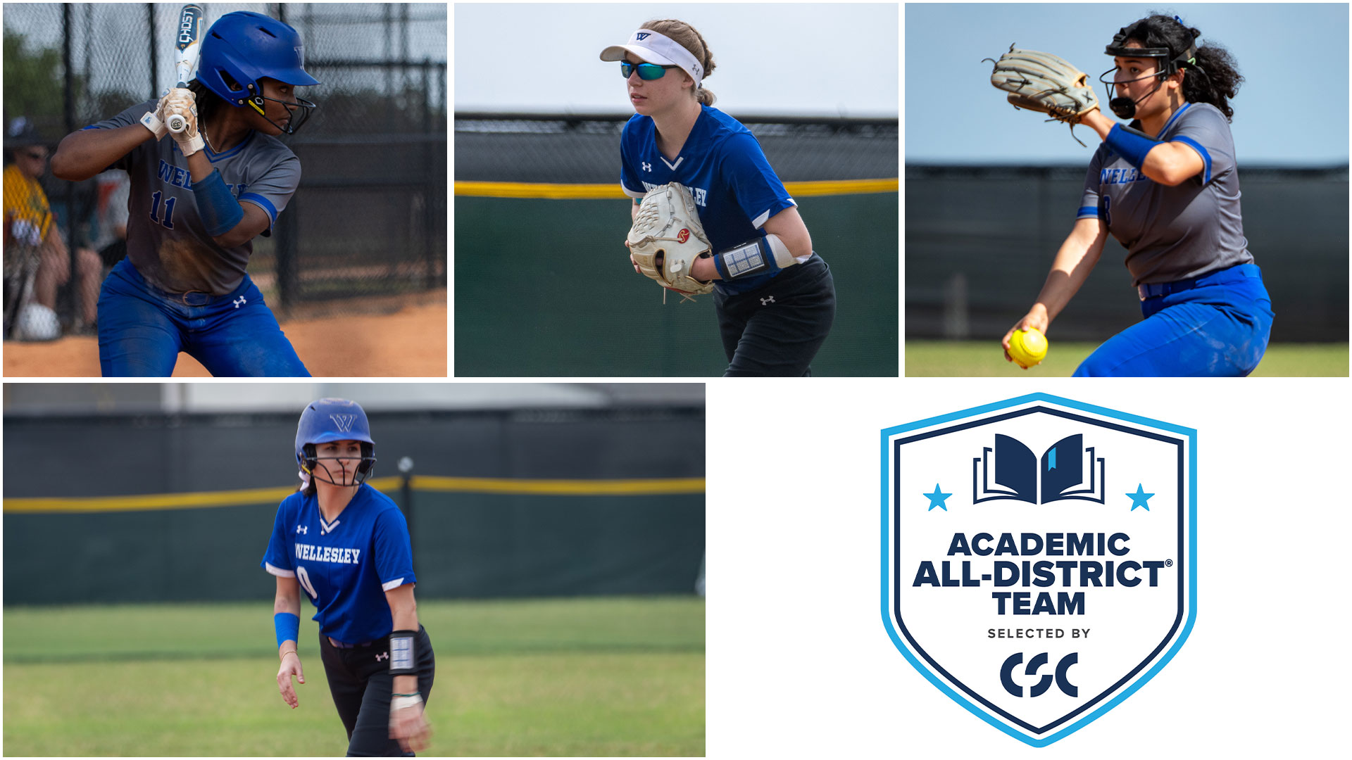 Four members of Wellesley softball have earned CSC Academic All-District honors (J. Todd Phillips)