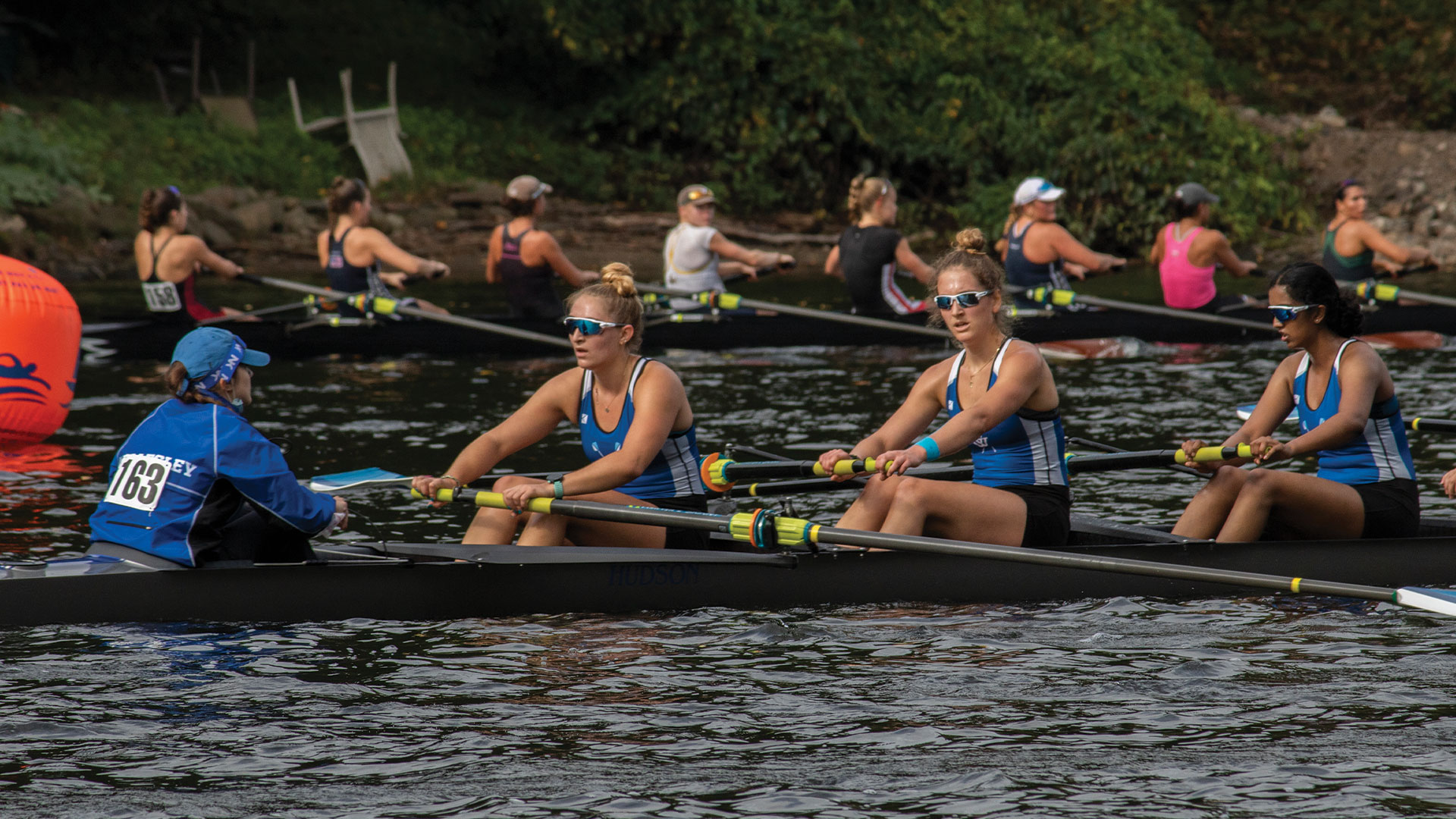 The No. 1 Wellesley College crew took second place on Sunday morning on the Charles River.