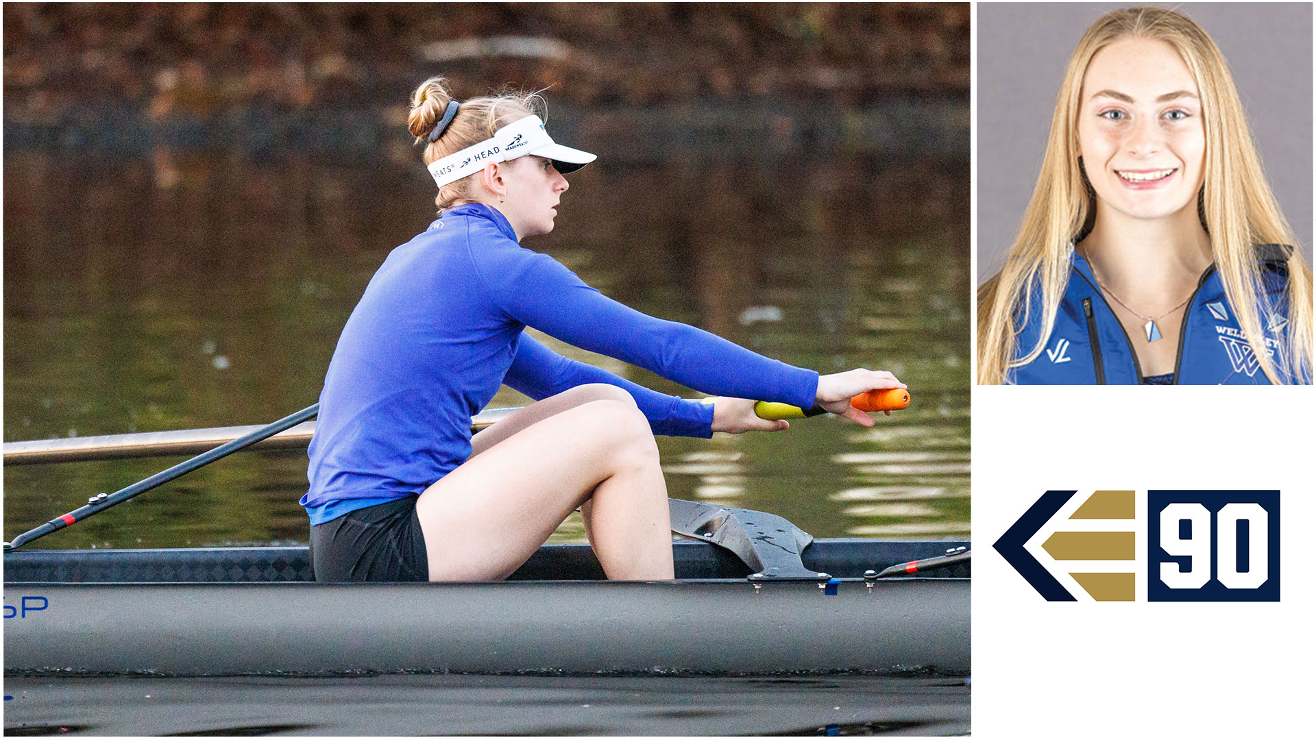 Cora Barrett '23 of Wellesley crew was named the NCAA Elite 90 winner for rowing (Frank Poulin)
