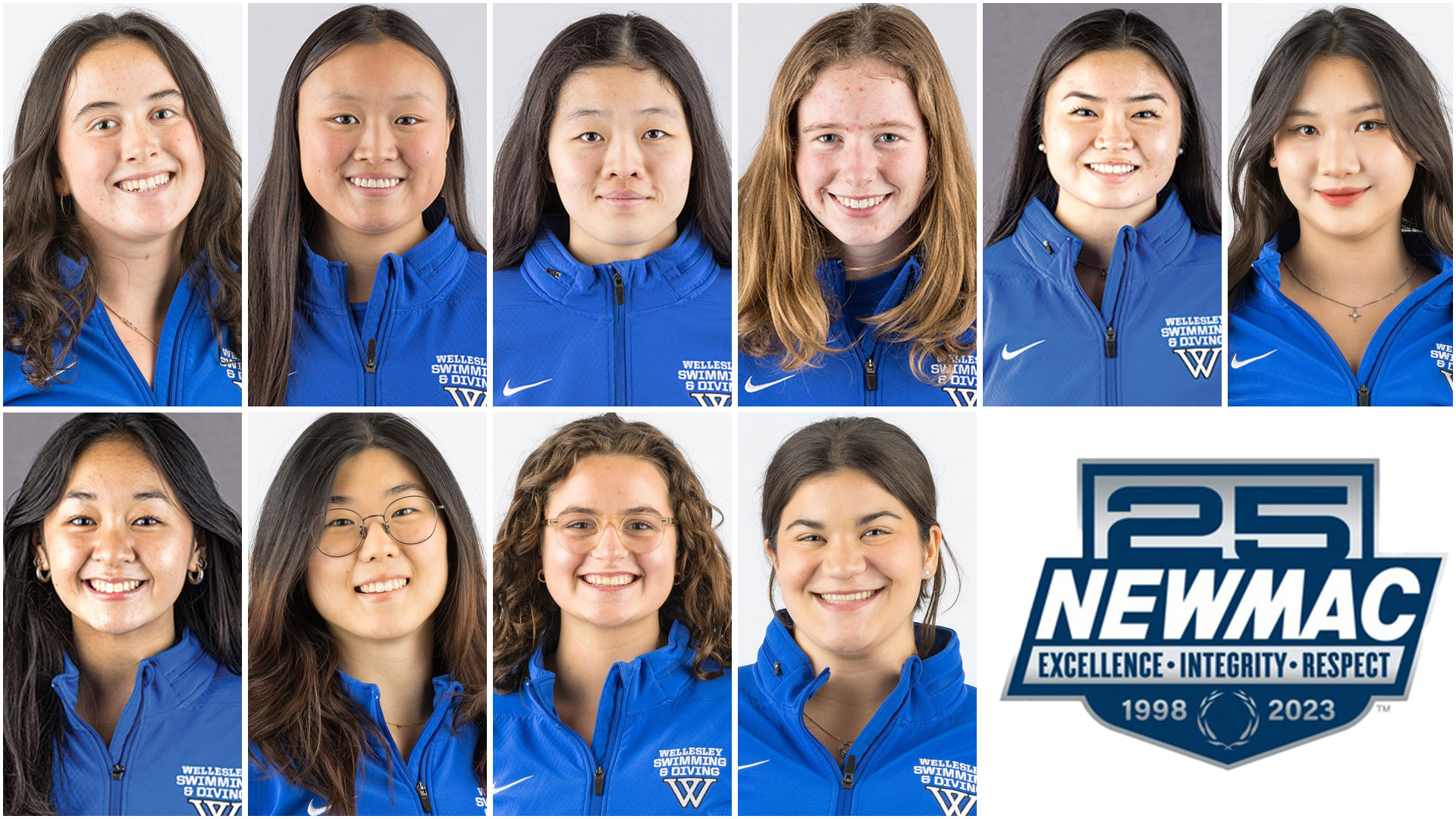 10 members of Wellesley swimming and diving made the NEWMAC Academic All-Conference team