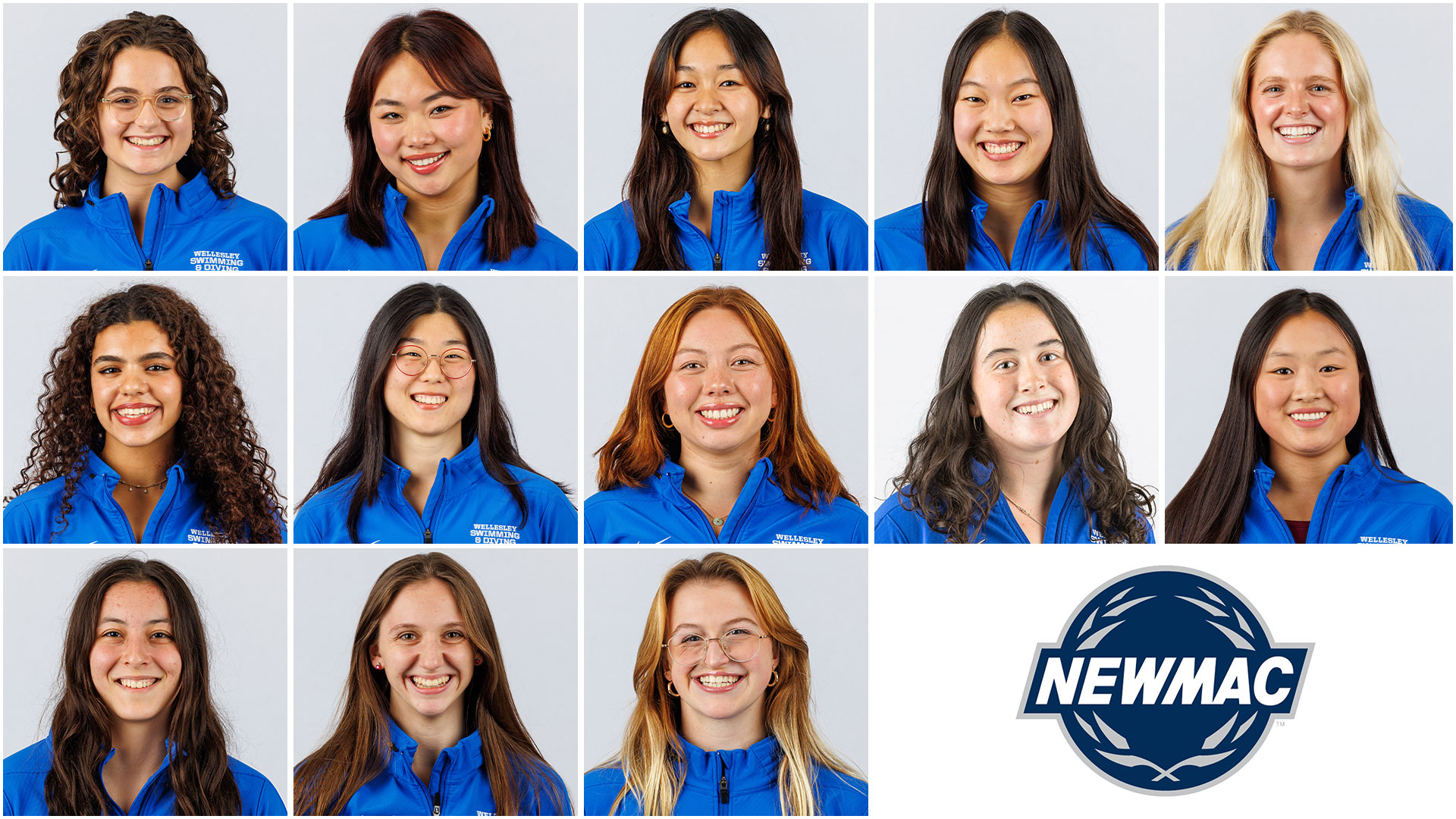 13 members of Wellesley swimming & diving were named to the NEWMAC Academic All-Conference Team (Frank Poulin)