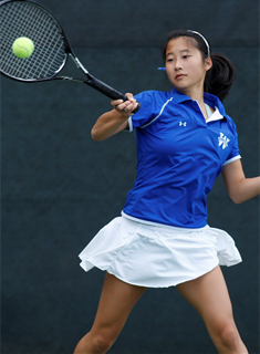 Blue Tennis Triumphs in 5-4 Match Against Luther
