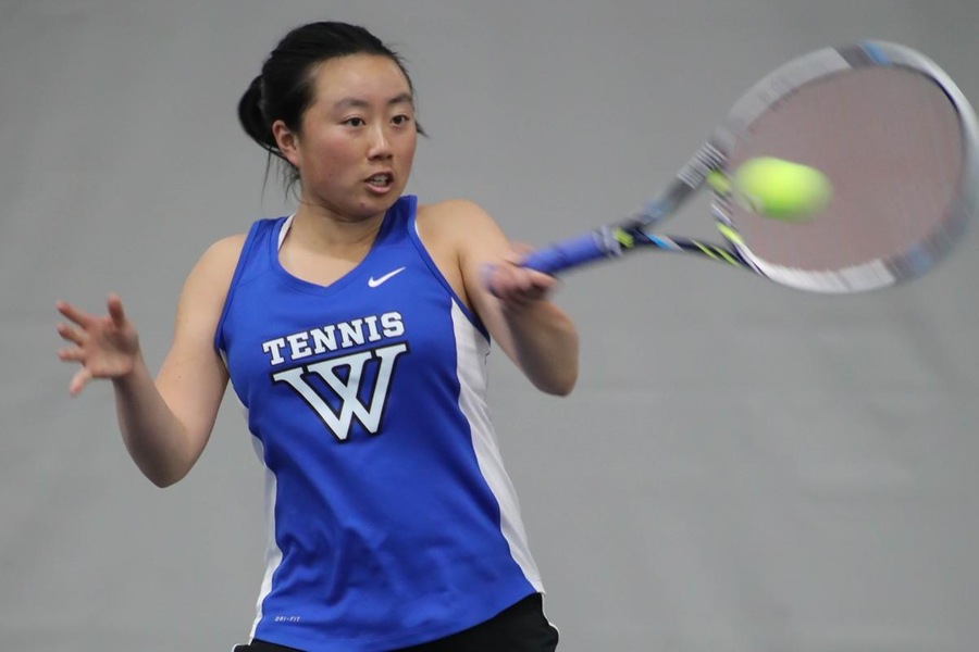 Junior Justine Huang is now 14-4 in No. 1 singles matches during the 2017-18 season (Miranda Yang '21).