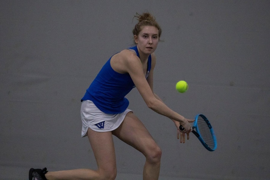Michaela Markwart (pictured) and partner Michelle Shen earned an 8-2 victory at No. 2 doubles (Macy Lipkin '23).