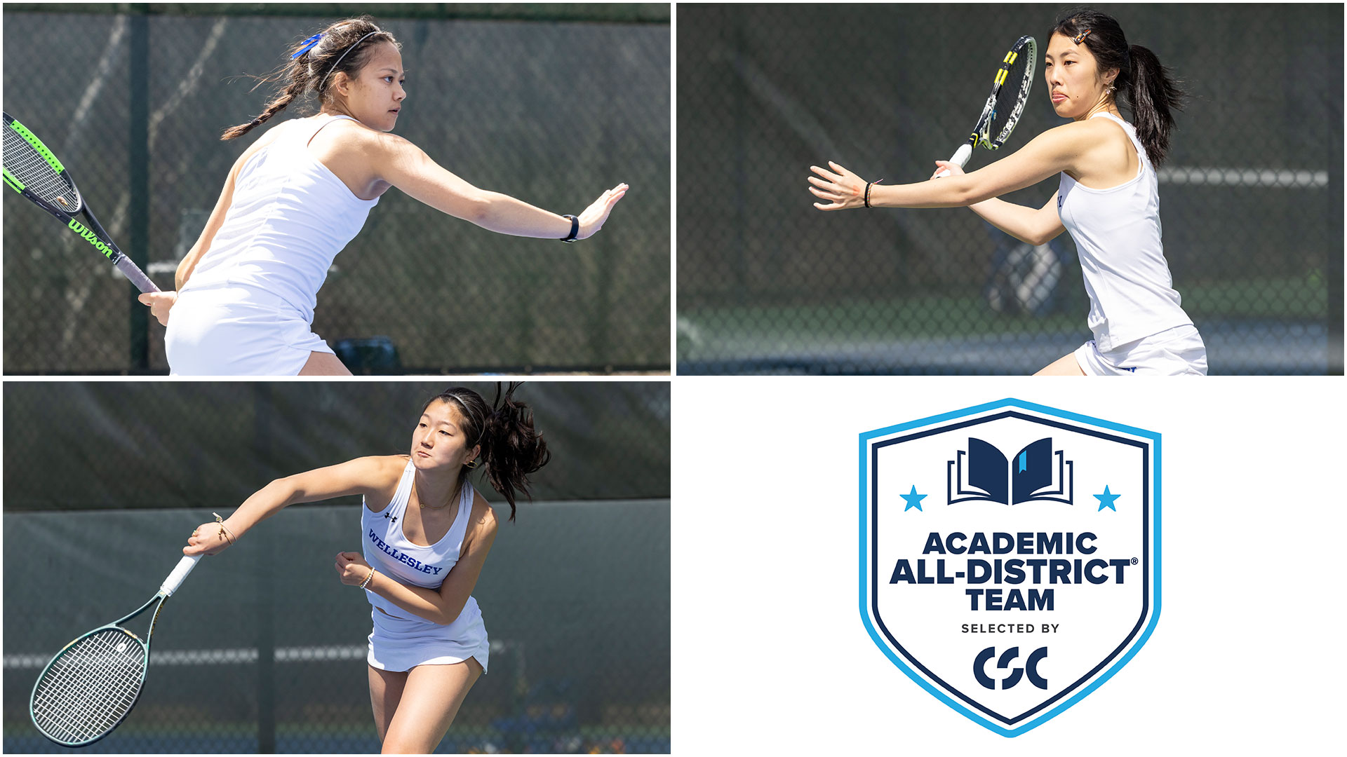 Three members of Wellesley tennis have earned CSC Academic All-District honors (Frank Poulin)